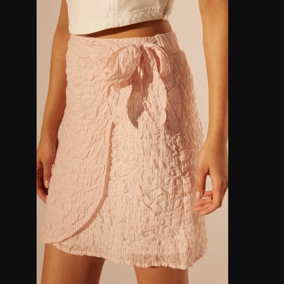 Cloth & Stone Pink-White Striped Mini Wrap Skirt - New - Medium - Picture 3 of 5